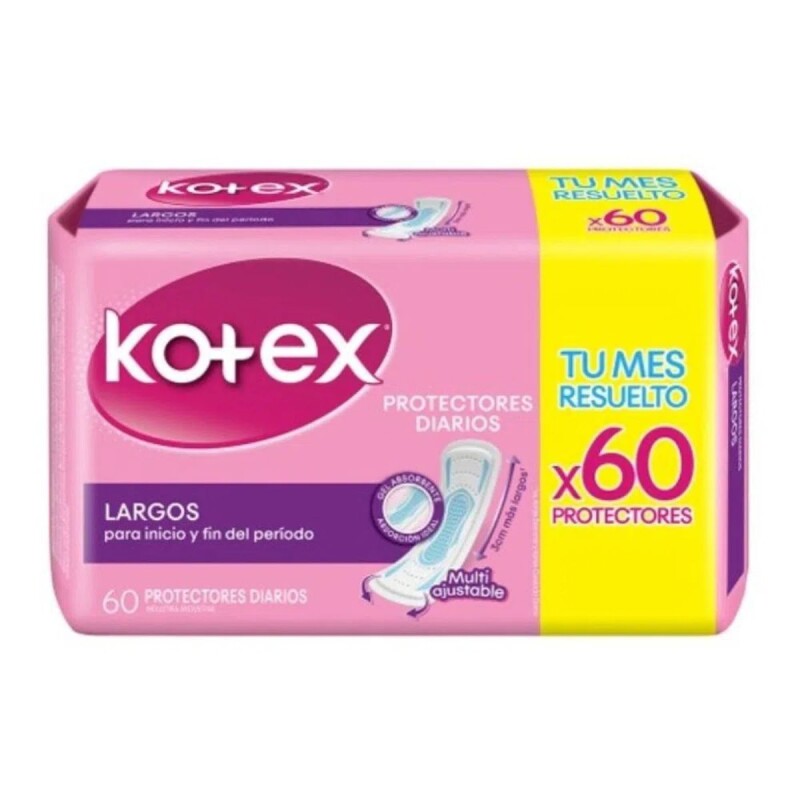 Protectores Diarios Kotex Extra Protección Largo X60 Protectores Diarios Kotex Extra Protección Largo X60