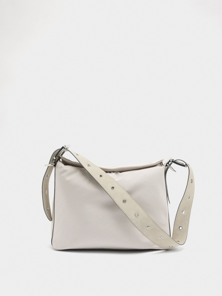 Bolso De Hombro Liso De Nylon - gris 