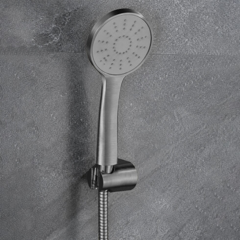 GRIFERIA KIT DE DUCHA MANUAL NICKEL CEPILLADO BRILLO BAÑO GRIS-BRUSHED NICKEL