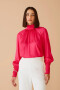 Blusa Cuello Alto Lastex Fucsia