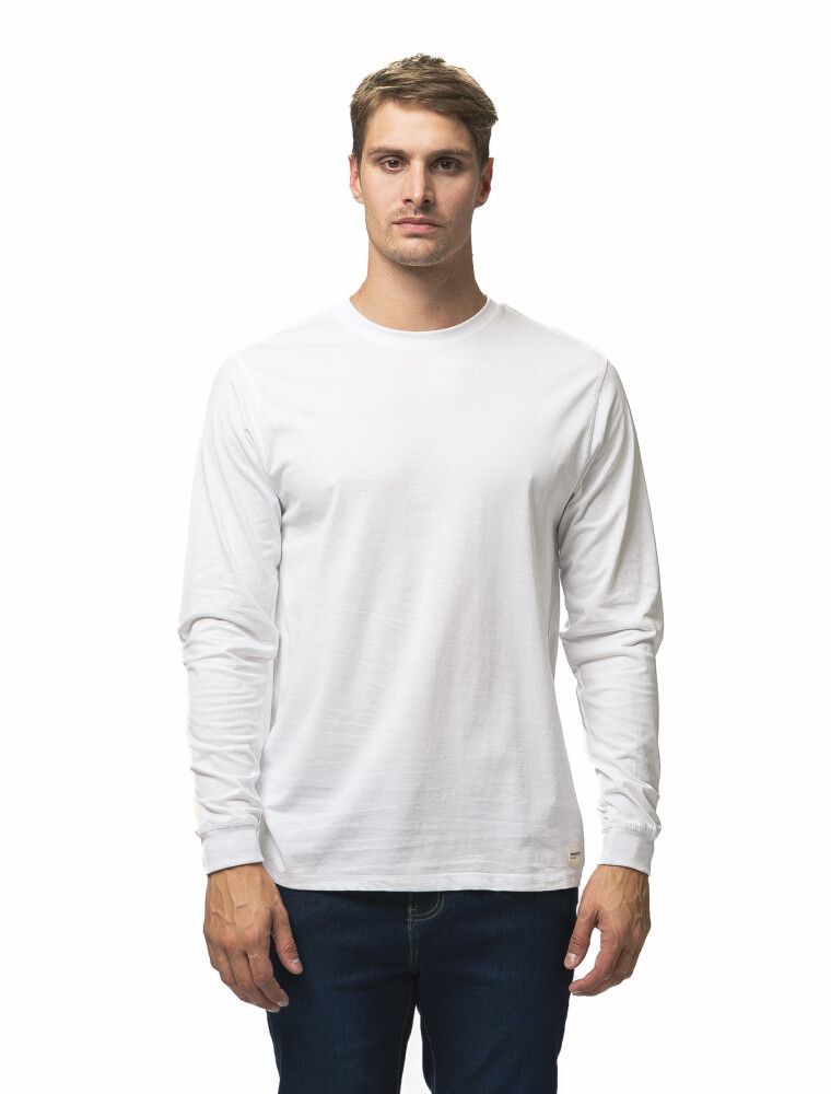 Remera Manga Larga Algodón Stone Blanco
