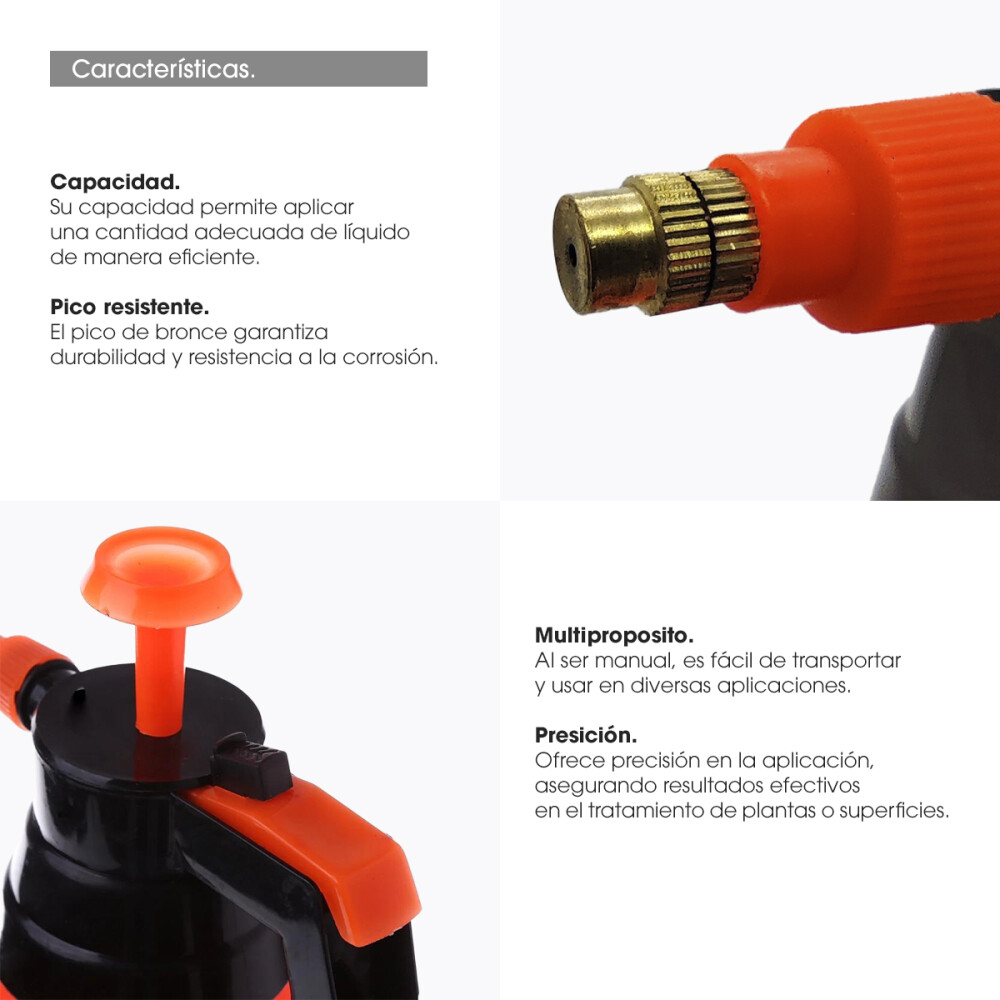 Pulverizador Fumigador Manual Presion 2 Lts Pico De Bronce Color Surtido