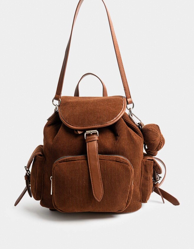 Mochilas Urbanas Mochila Solapa Corderoy Chocolate - Marron Chocolate