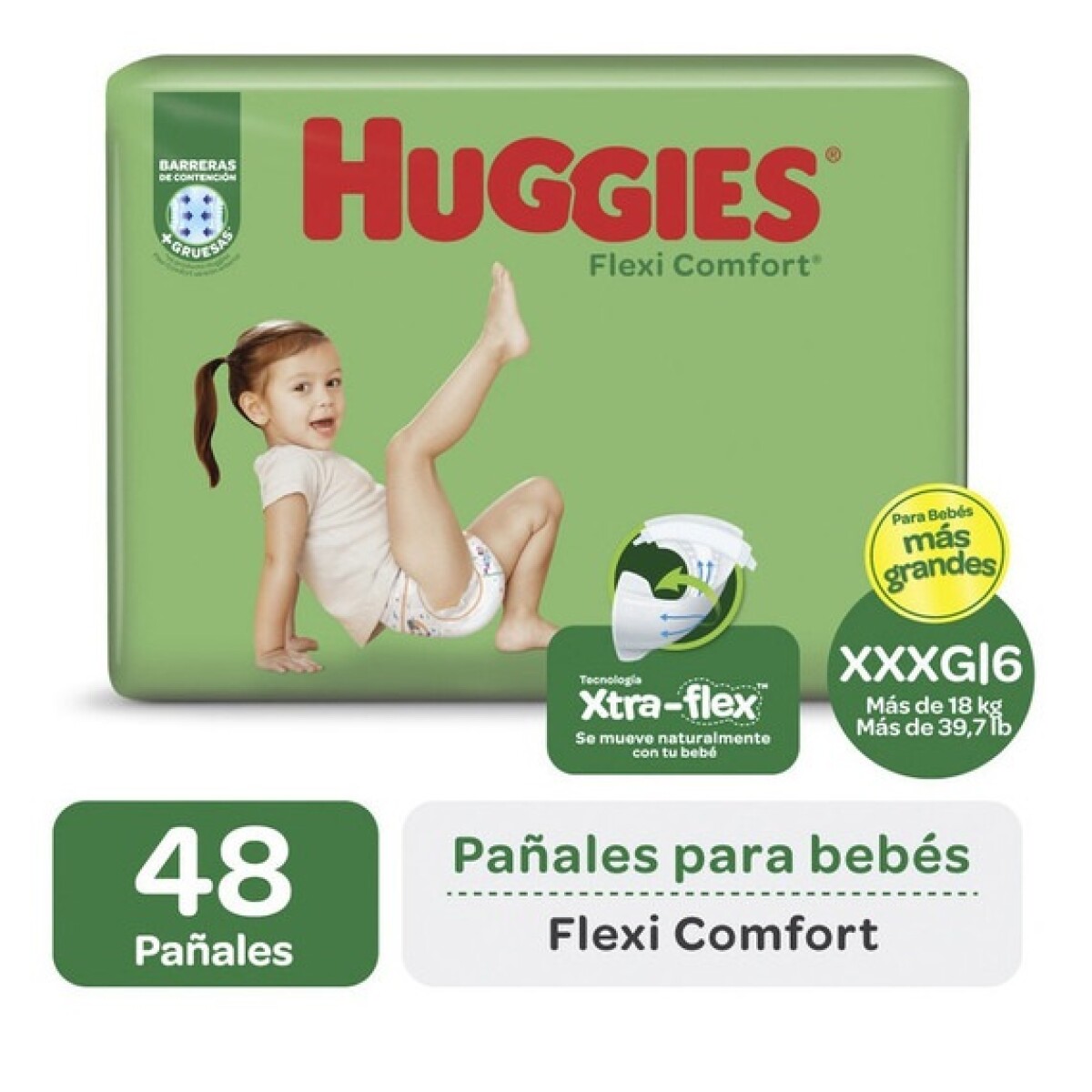 Pañales Huggies Flexi Comfort Talle Xxxg 48 Uds. 