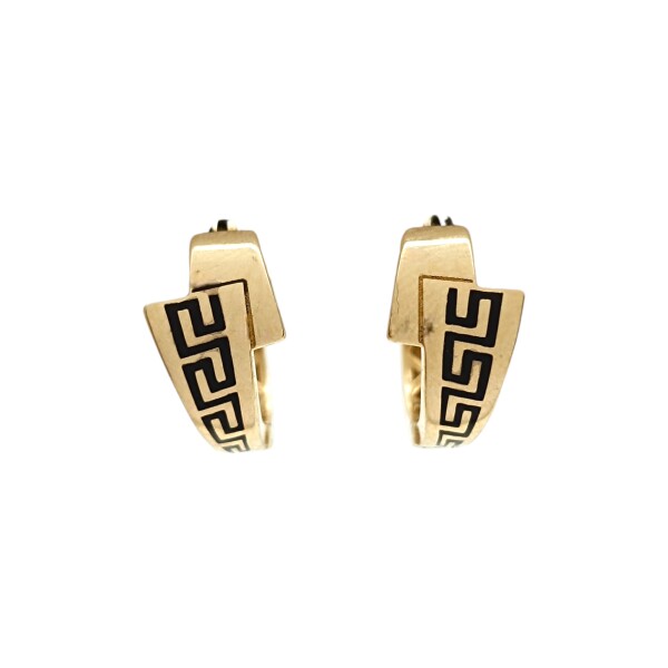 Caravanas aros Greca de oro - Oro bajo - Sin piedra- CA8160 sinpiedra
