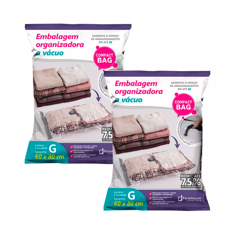 Set x2 Bolsa al vacío para ropa G TRANSPARENTE