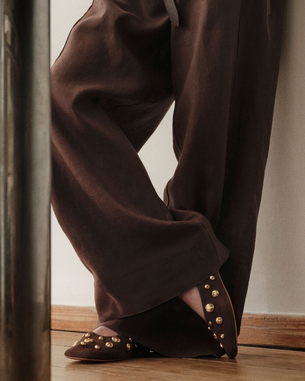 Mocasín Louise en cuero gamuza Chocolate