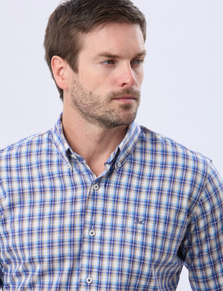 CAMISA CUADROS DE LINO Beige