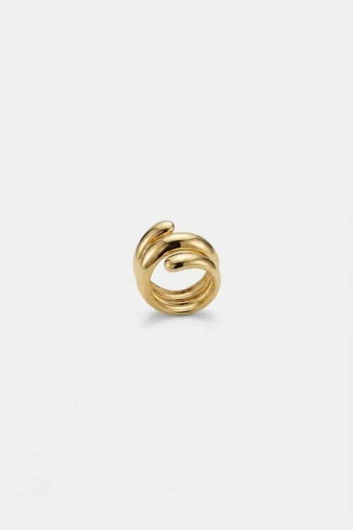 Anillo acero triple dorado