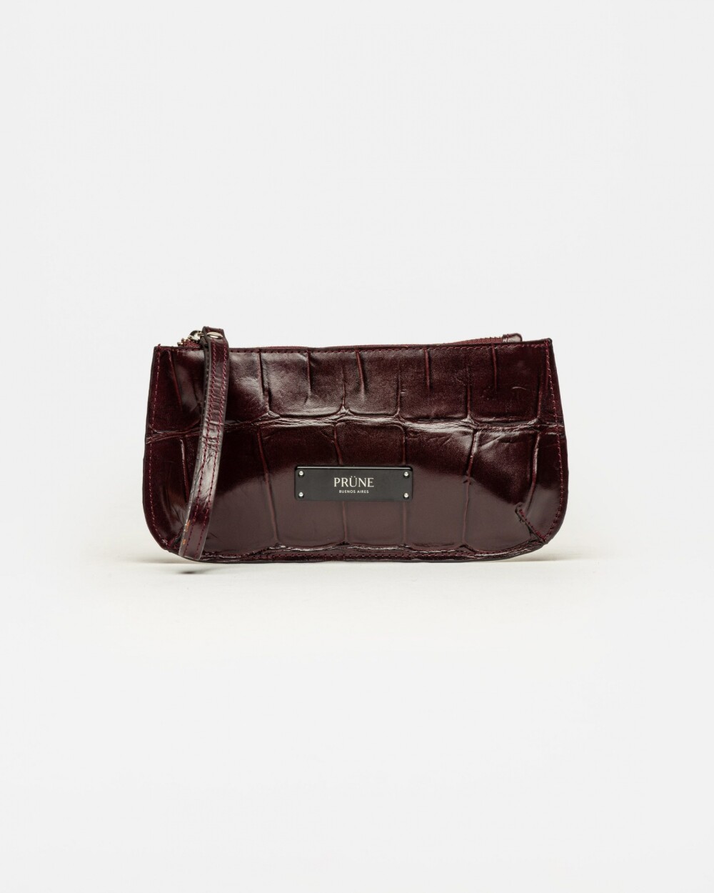 Porta cosméticos Sarah en cuero grabado big croco Bordeaux