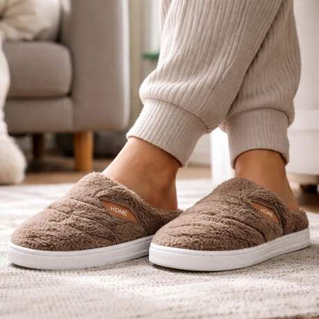 Pantuflas Unisex Suela Antideslizante Felpa Suave y Abrigada Marrón