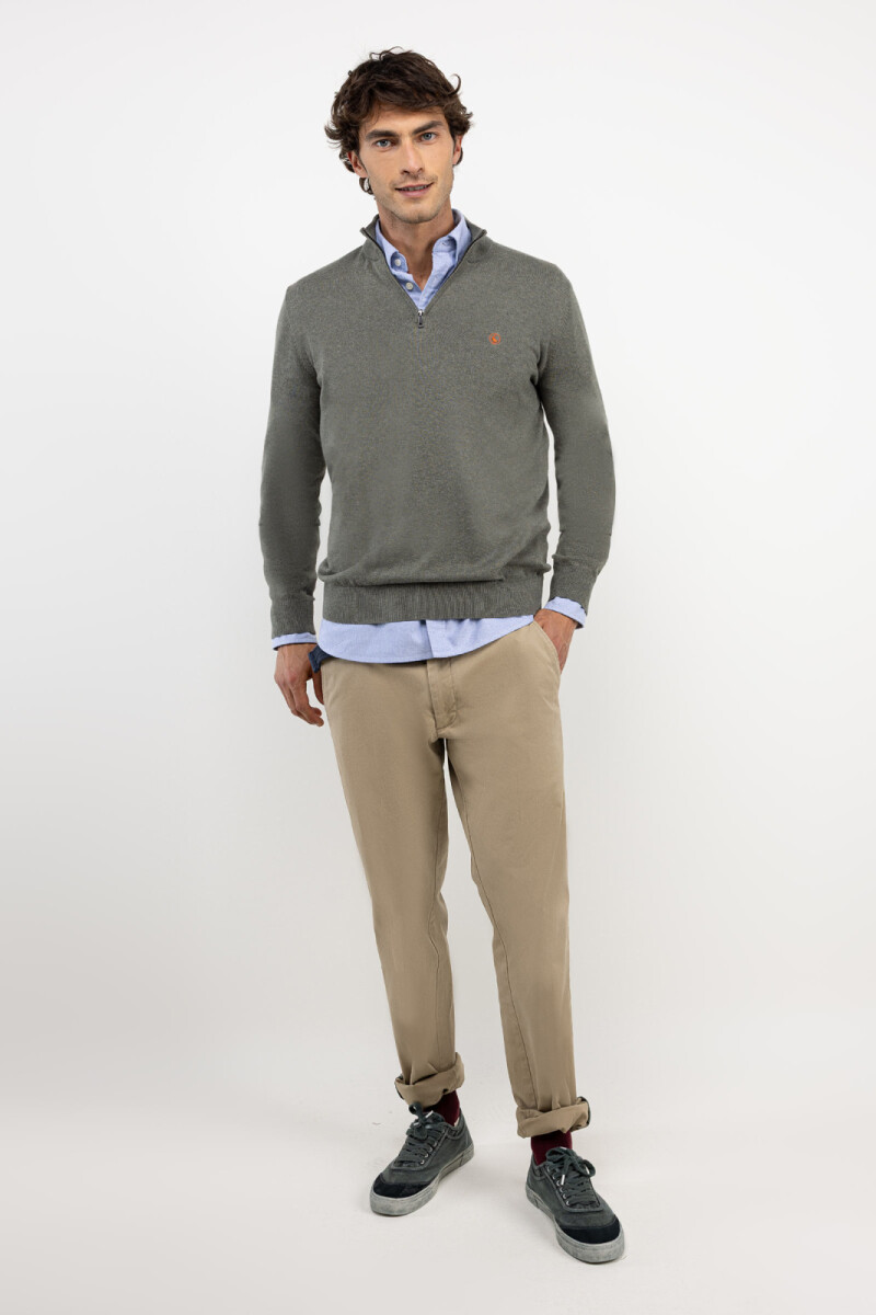 Sweater Medio Cierre El Ganso Verde