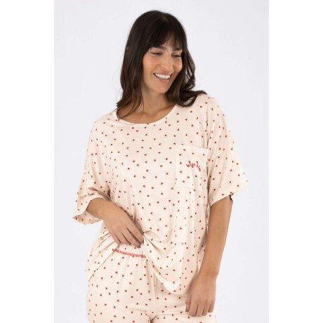 Pijama legging rib heart Marfil