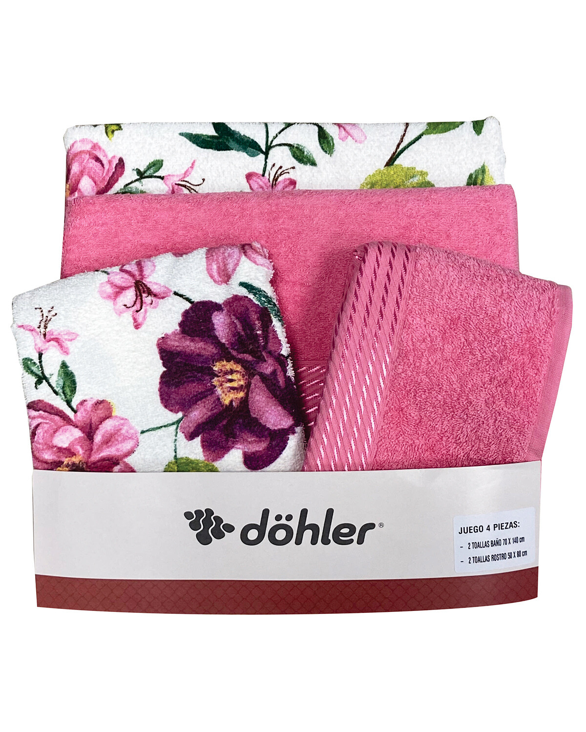Juego de 4 toallas de baño Dohler Prisma 100% algodón diseño