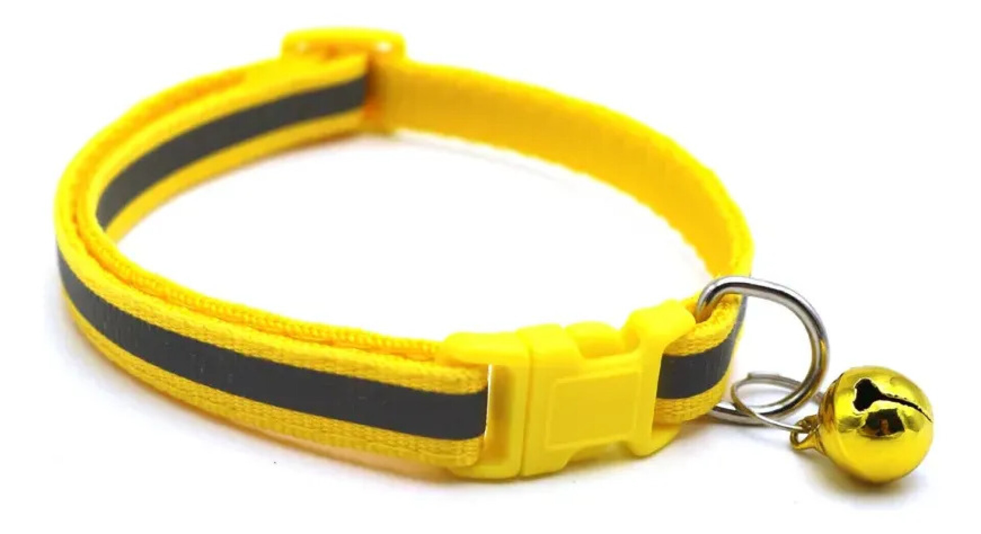 Collar Para Gato Ajustable Reflectivo Con Cascabel - AMARILLO 