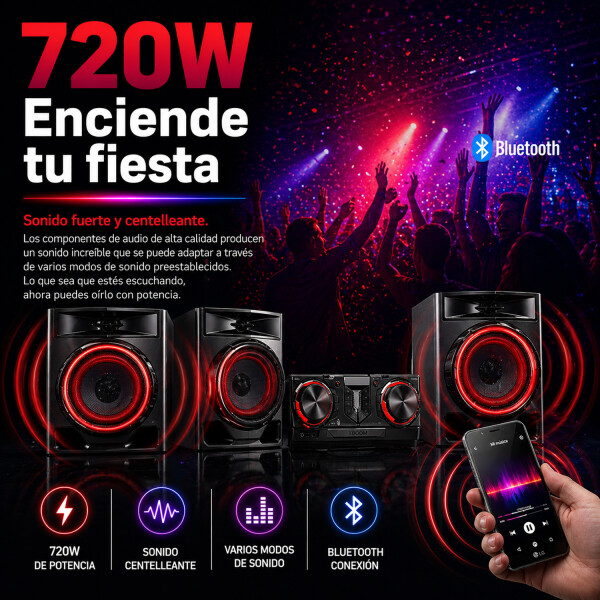 Minicomponente Lg Cj45 Xboom MINICOMPONENTE LG XBOOM CJ45 NEGRO ROJO