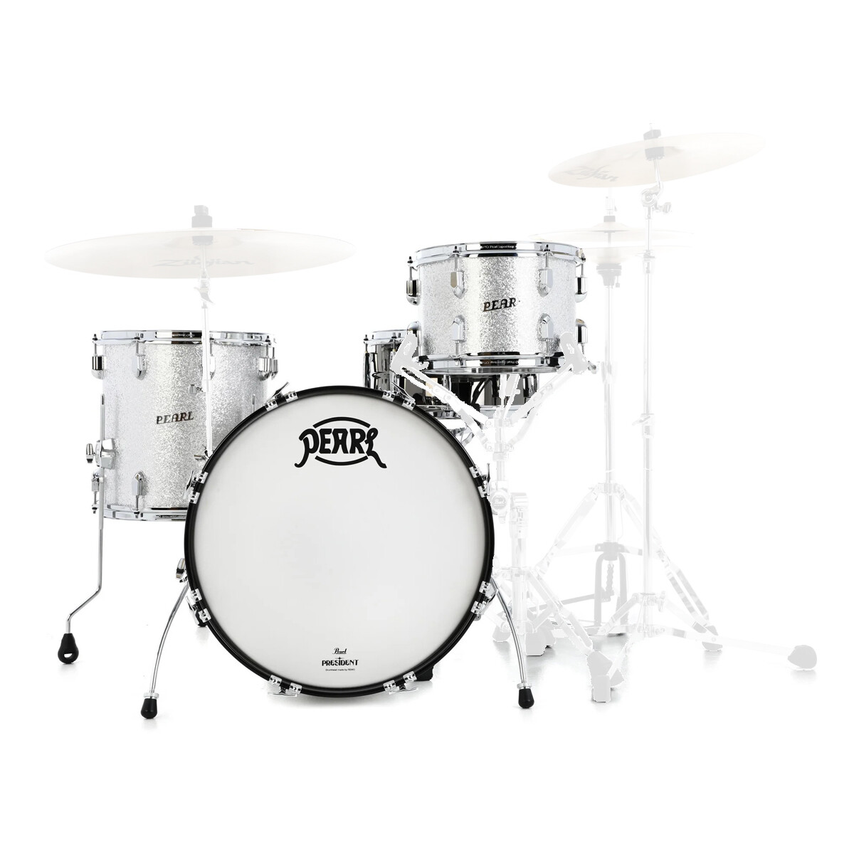 Bateria Pearl President Deluxe Silver Sparkle 4c B20 Con Redoblante Psd1455 