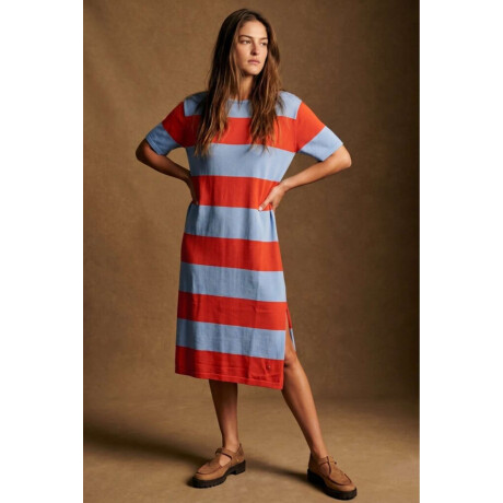 Vestido Tejido A Rayas Rojo