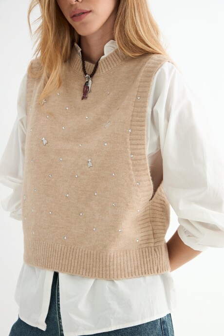 CHALECO SALVIA C/BRILLO BEIGE