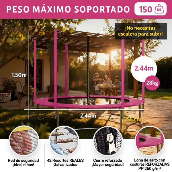 Cama Elástica IMBACK IBK-CE003 – 2.44 m | Con Red de Protección y Amortiguación Reforzada Cama Elástica IMBACK IBK-CE003 – 2.44 m | Con Red de Protección y Amortiguación Reforzada