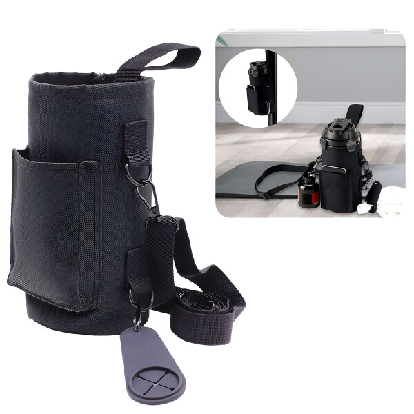 Bolso De Gimnasio Soporte Magnético P/ Botella Morral Correa Color Negro