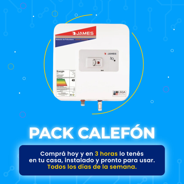Pack Calefón James 30L prisma de Acero + Instalación Pack Calefón James 30L prisma de Acero + Instalación