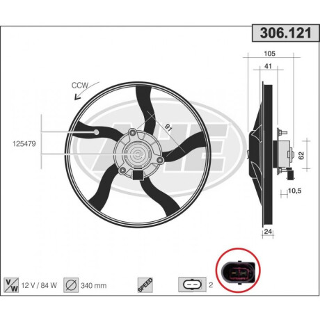 ELECTROVENTILADOR CITROEN - PEUGEOT 206 S/AA 340MM 5 ASPAS ANCHA GIRO IZQ (1253.83) - ELECTROVENTILADOR CITROEN - PEUGEOT 206 S/AA 340MM 5 ASPAS ANCHA GIRO IZQ (1253.83) -