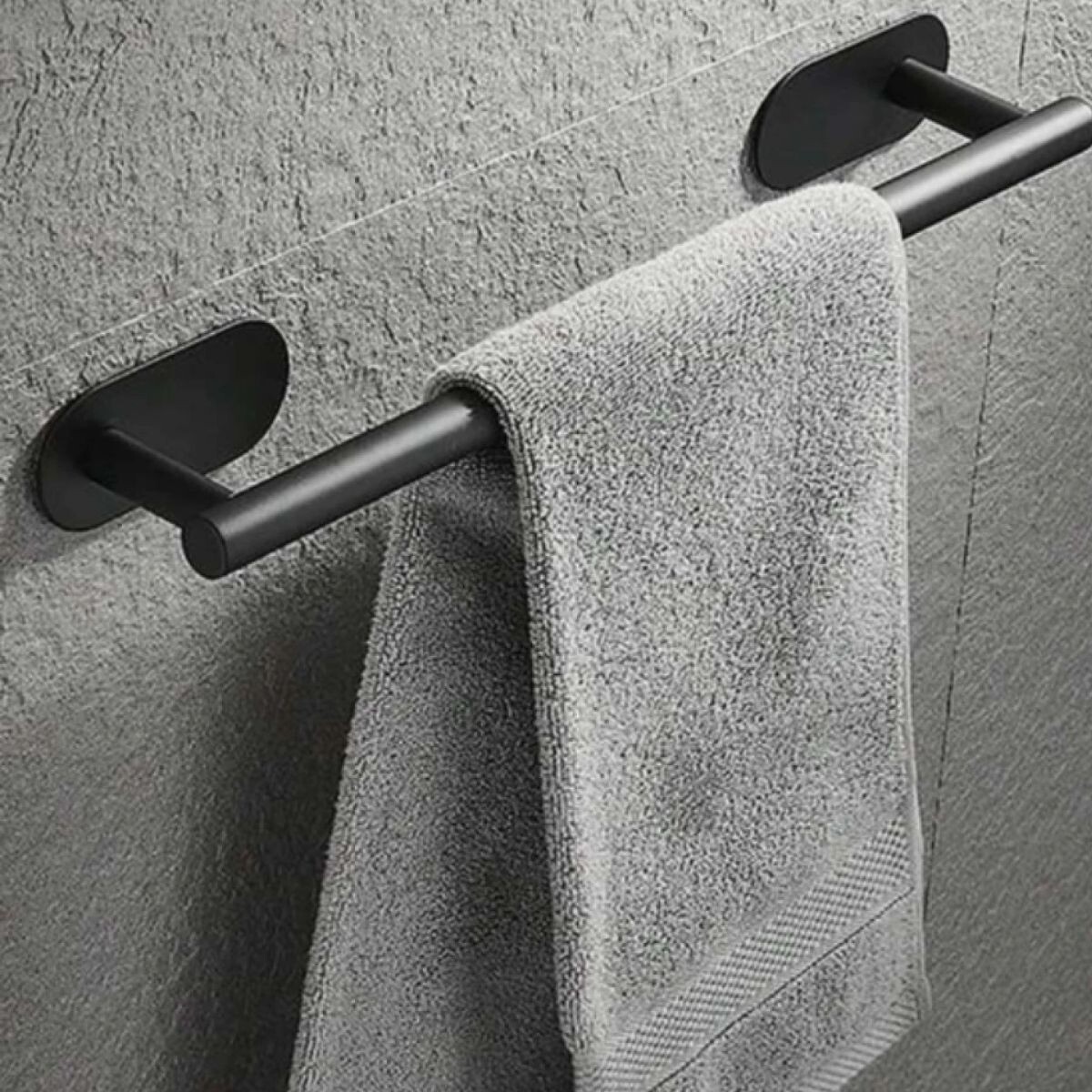 Toallero Adhesivo Para Baño Negro Mate 40cm 