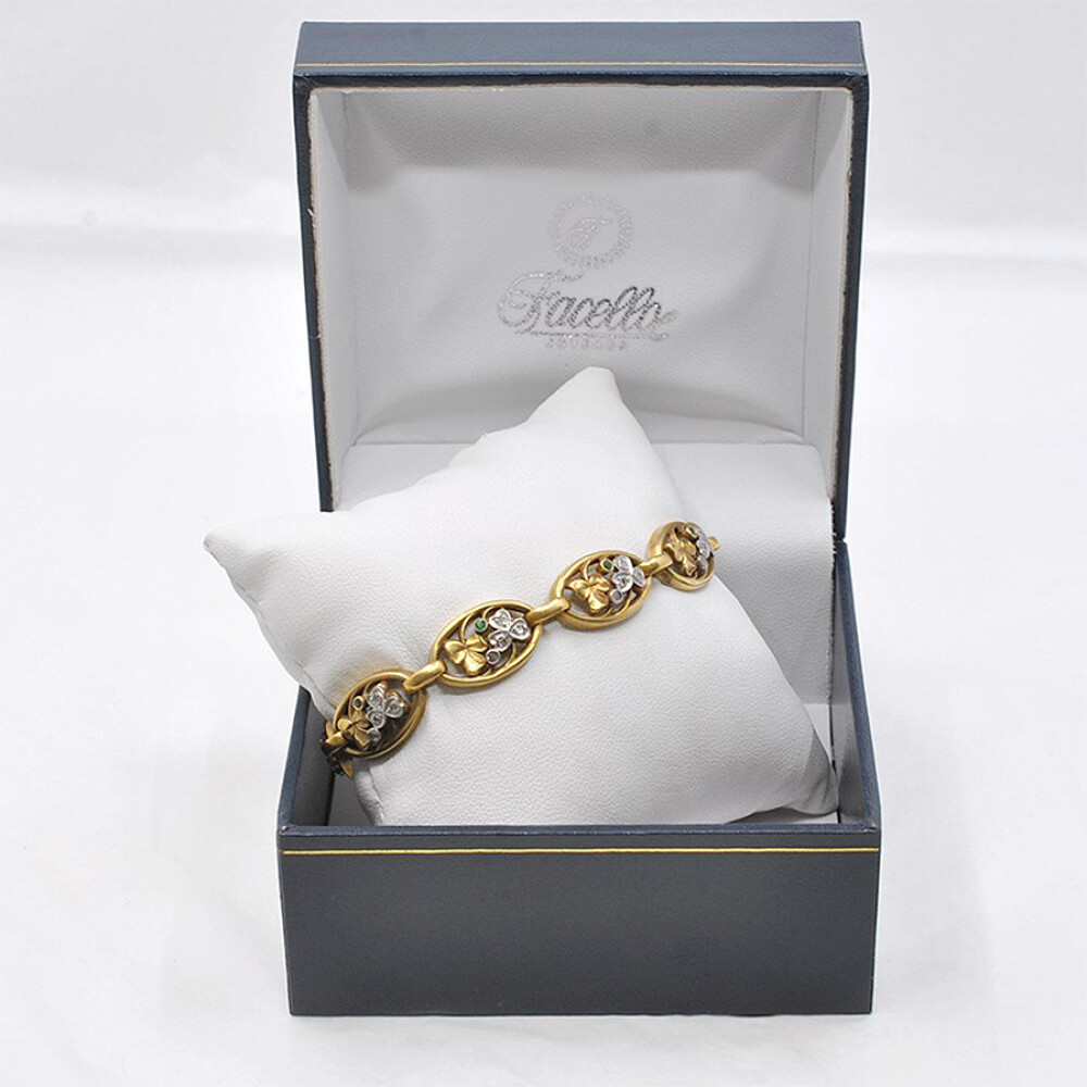 Pulsera Oro 18K Con Diamantes Y Esmeraldas Pulsera Oro 18K Con Diamantes Y Esmeraldas