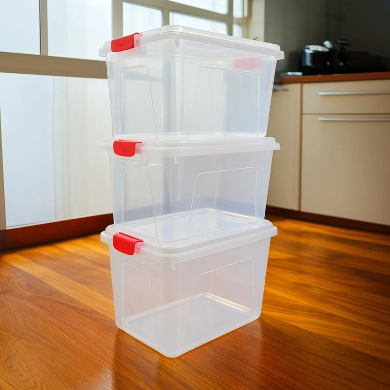 Set x3 Caja organizadora 65 lts TRANSPARENTE