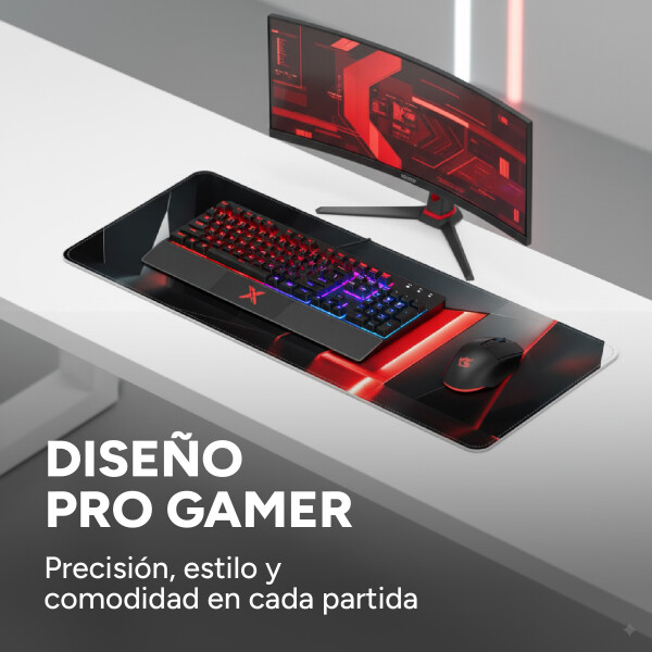 Mouse Pad Gamer Antideslisante Grande XL 75 X 28 Xtrike Me Color Negro Rojo