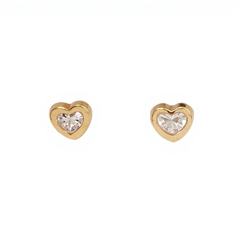Caravanas Corazón de oro- Oro bajo - Zirconia- CA8265 conpiedra