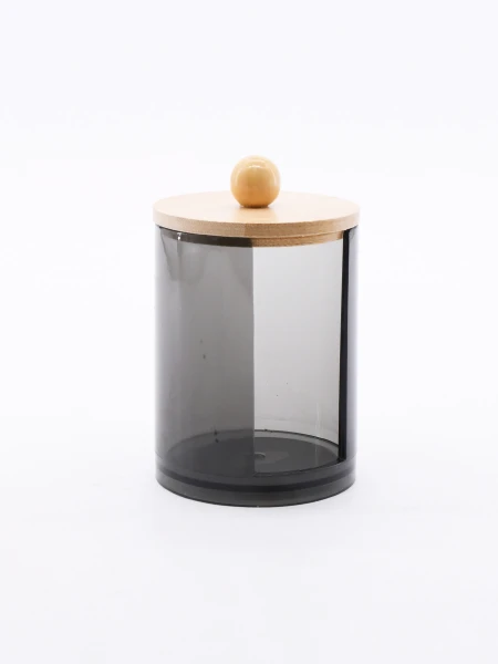ORGANIZADOR DE ALGODÓN CON TAPA BAMBU GRIS