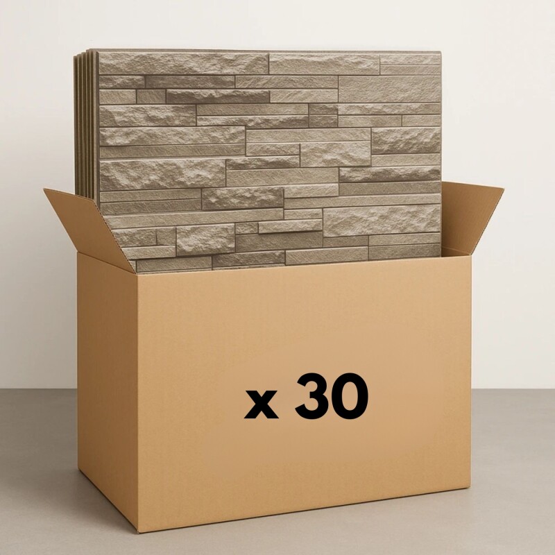 30 Placas Revestimiento Pared Autoadhesiva 70x77cm Promo X30 Piedra Oscura
