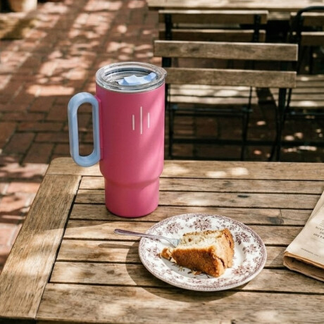 Vaso térmico de acero con tapa y asa - 560ml Fucsia