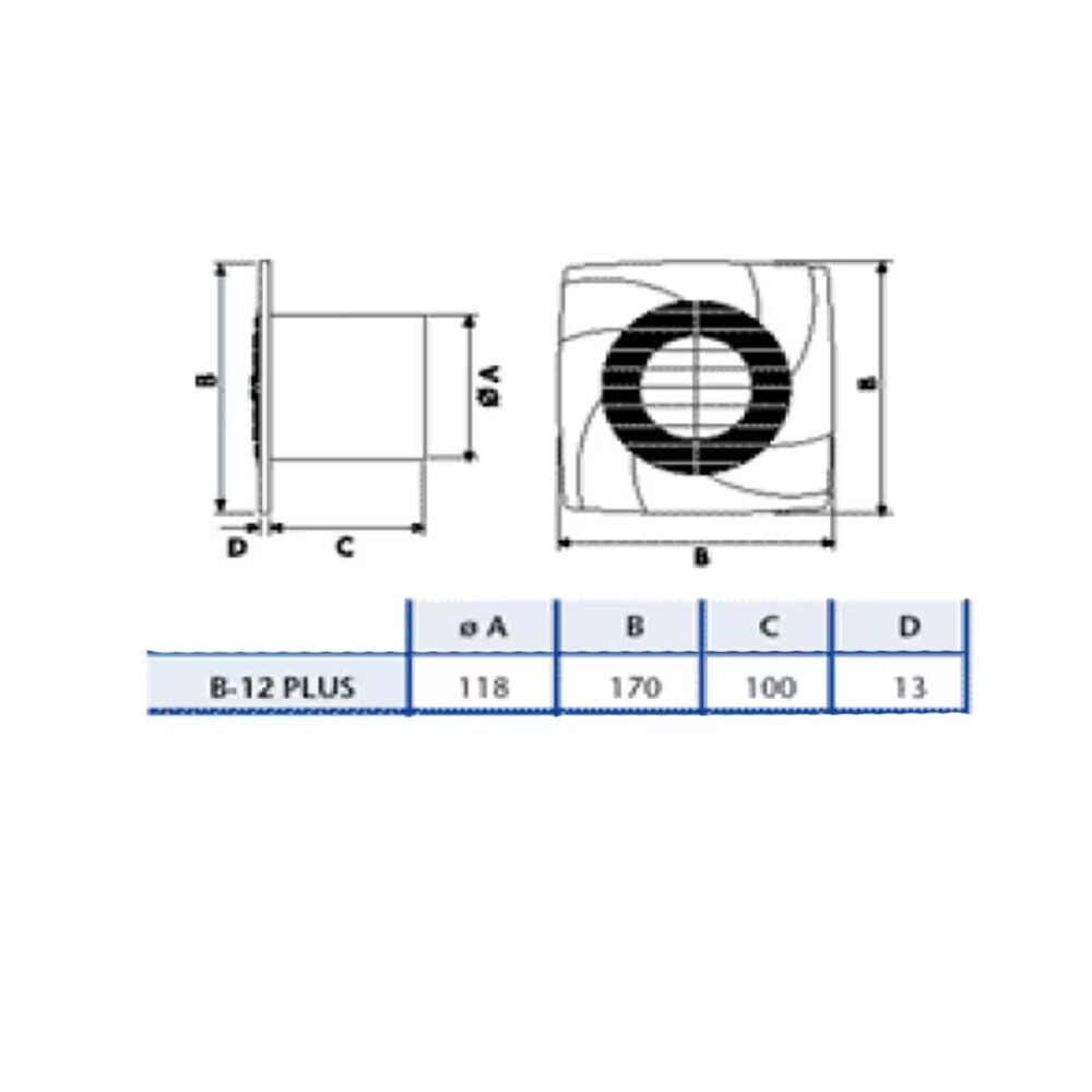 Extractor de baño B-12 Plus (120mm) Extractor De Baño B-12 Plus (120mm)
