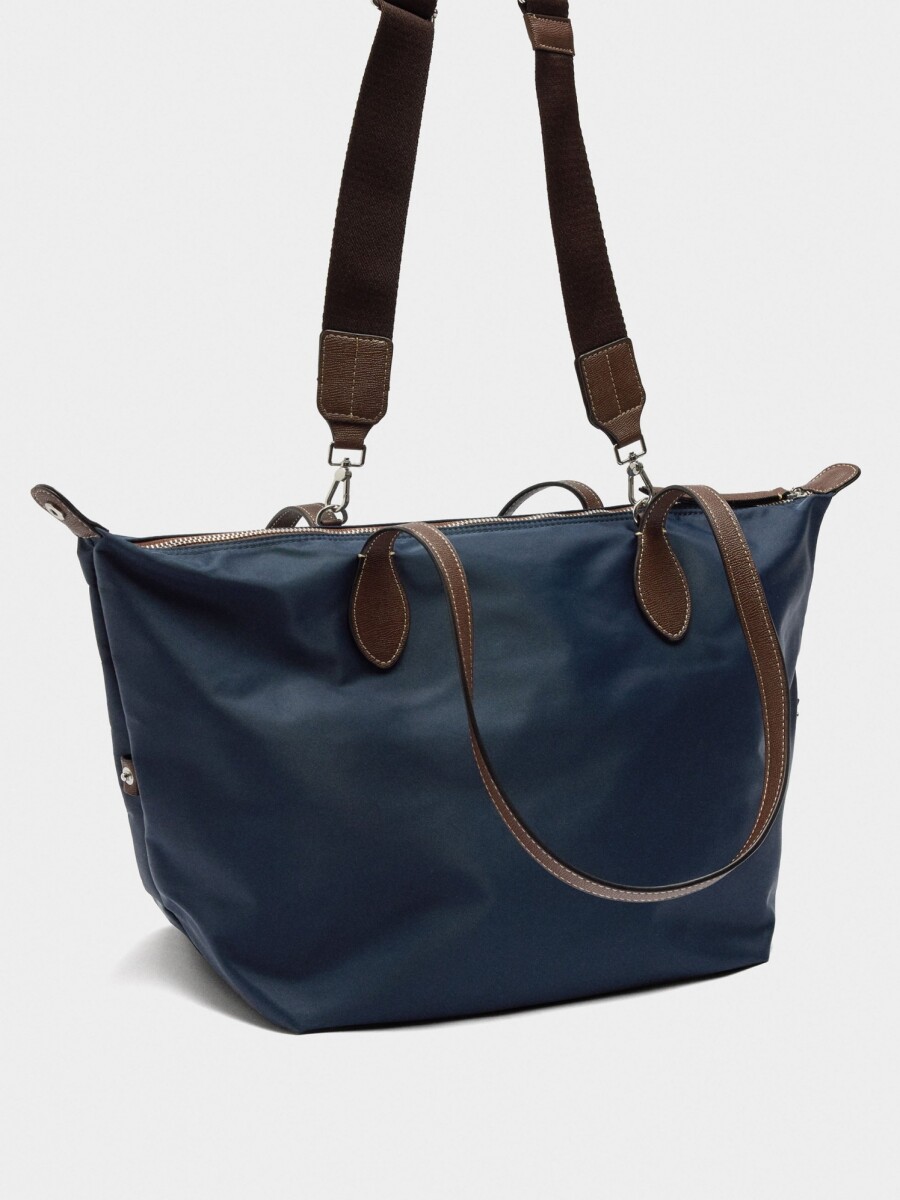 Bolso Shopper De Nylon L azul-marino