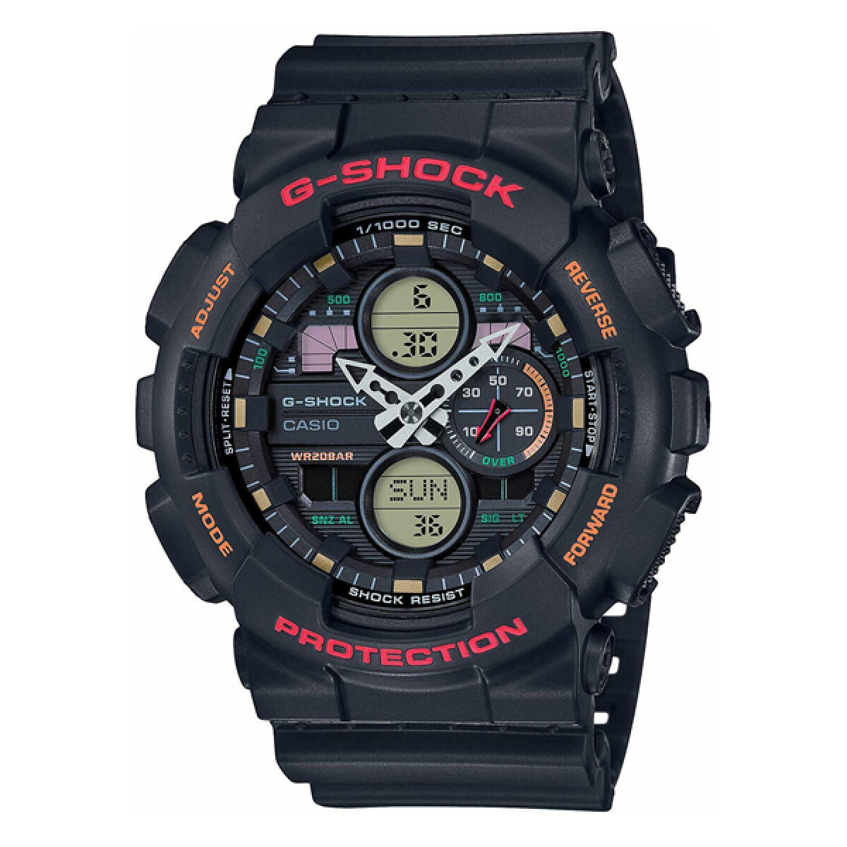 Reloj CASIO G-SHOCK GA140-1A4DR en Resina Negro Esfera 51mm 