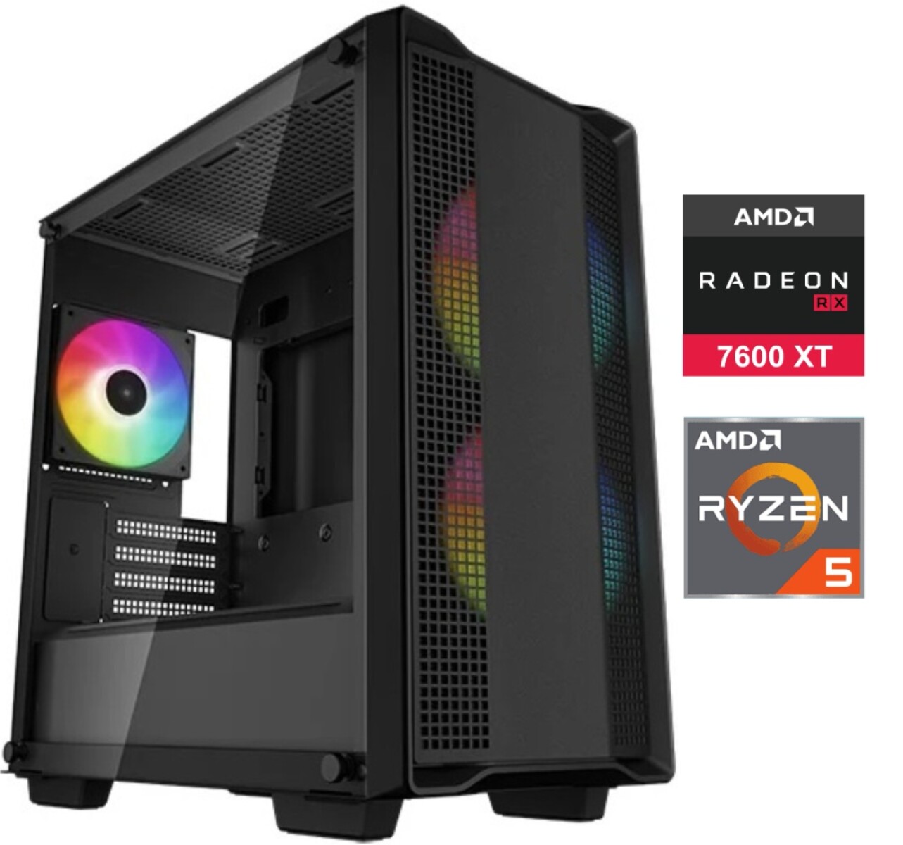 Equipo Gamer Ryzen 5 5600X, 16GB, 1TB Nvme, RX7600 Cl 8GO 