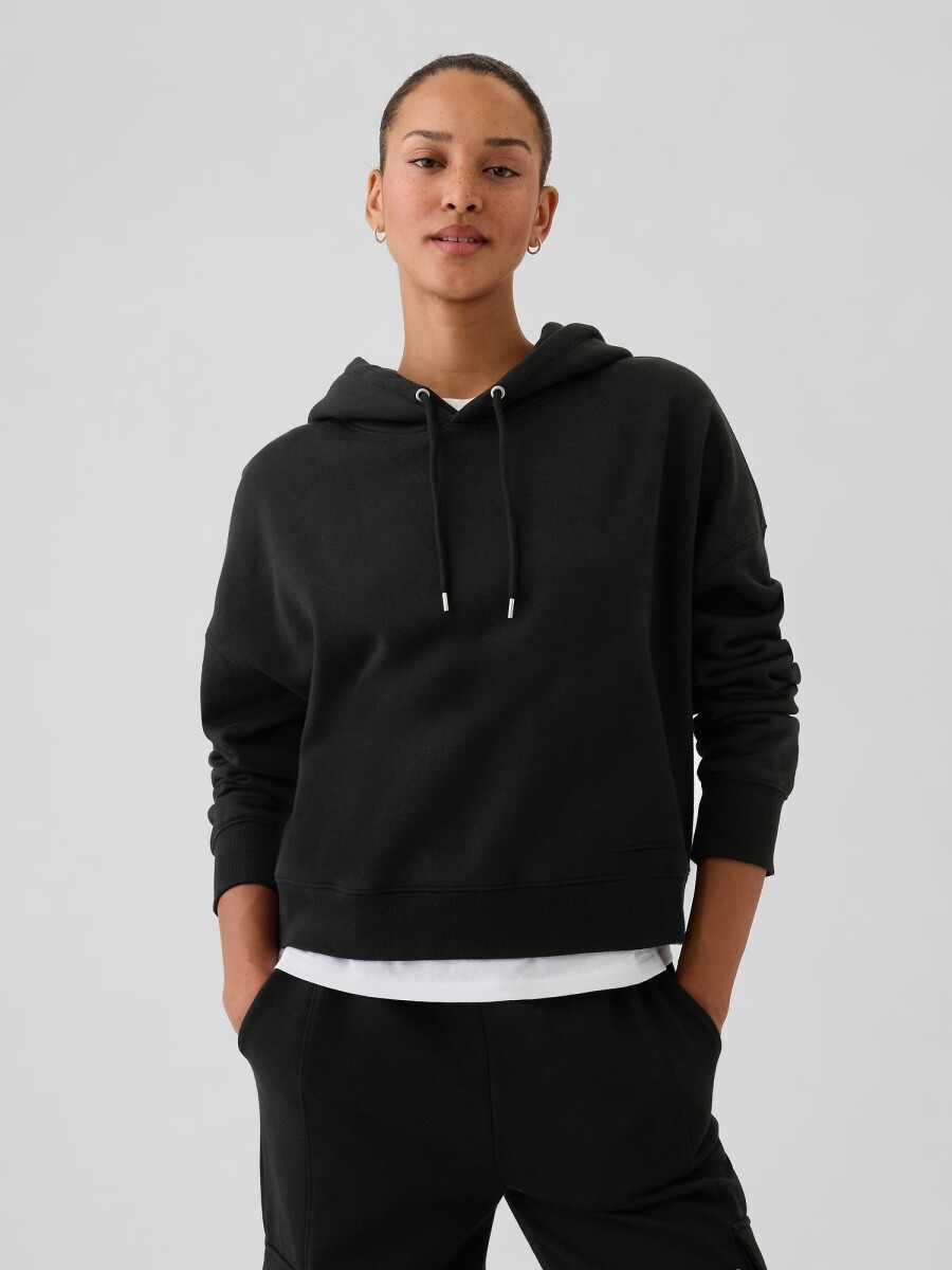 Canguro Logo Gap Cropped Con Felpa Mujer - True Black 
