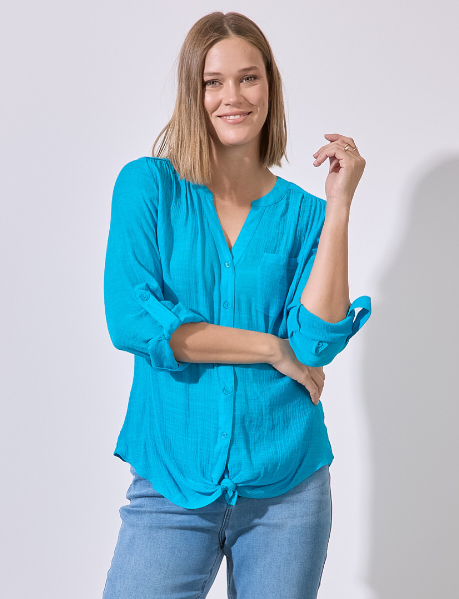 Blusa Nudo Botones - Turquesa 