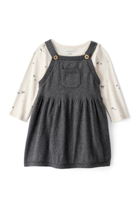 Set dos piezas de algodón, jumper y body, diseño lazos Set dos piezas de algodón, jumper y body, diseño lazos