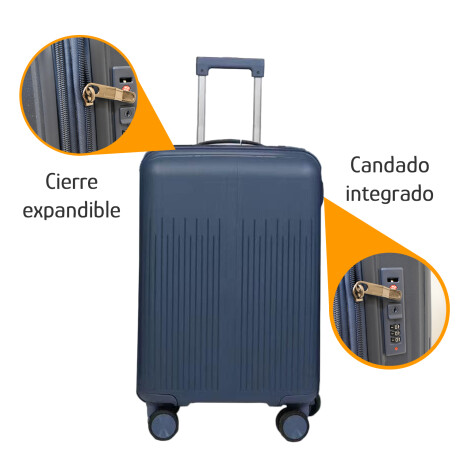 Valija Grande Rígida Cierre Expandible Candado Ruedas 360° Azul