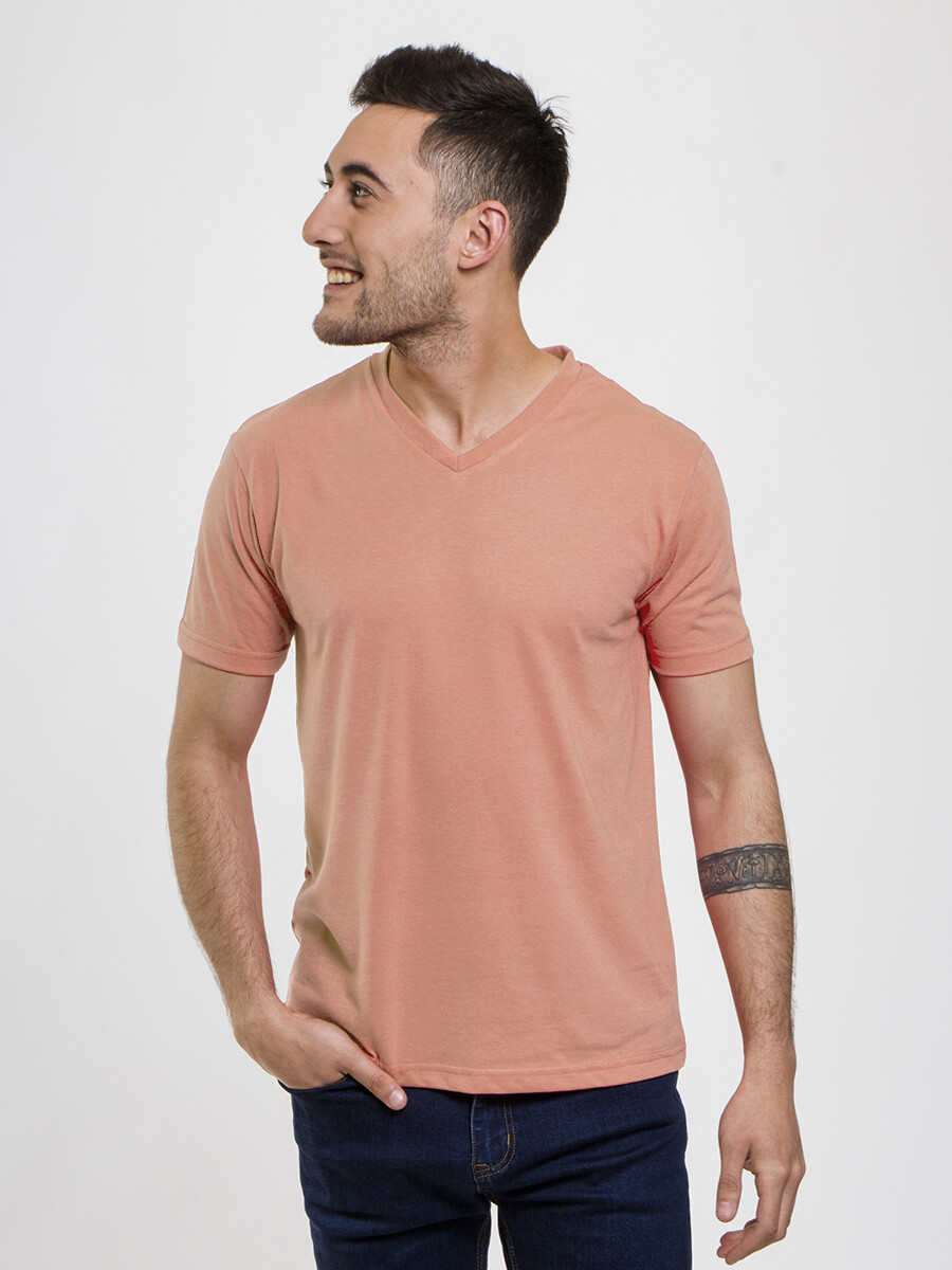 Remera Escote V - Salmon 