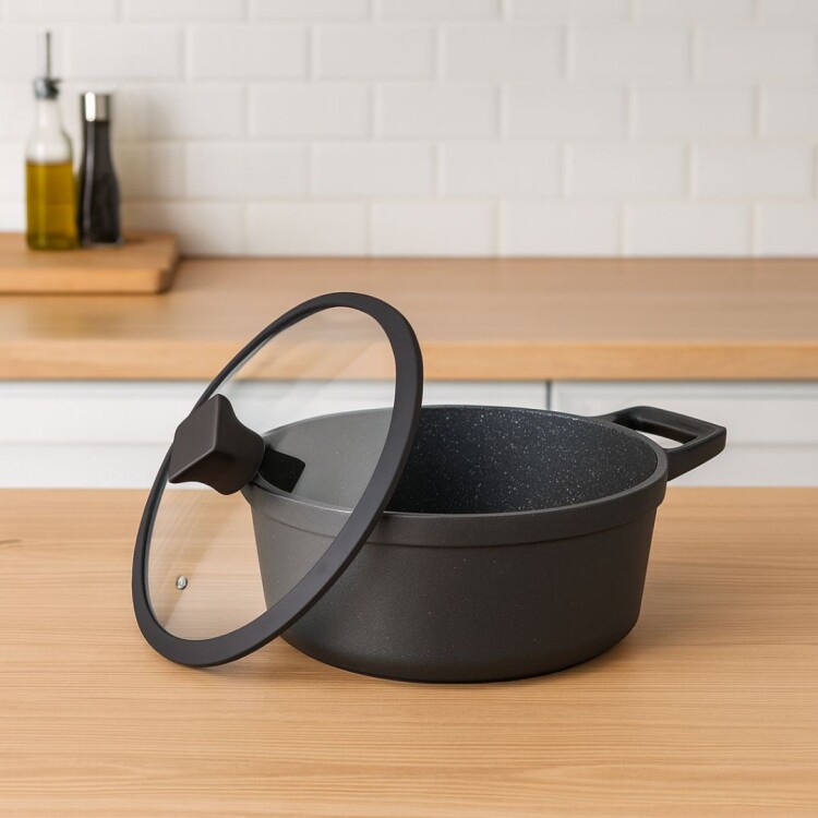 OLLA CACEROLA CUORI NERO 24CM 4,5 LITROS NEGRO