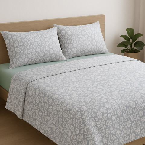 Juego Sábanas Bukara 2 Plazas 100% Microfibra 253-2 FLOR JADE