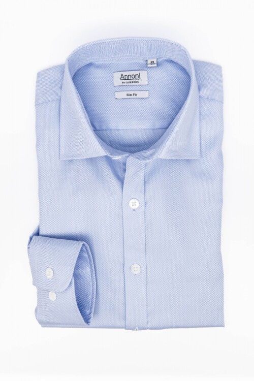 Camisa Annoni Royal Oxford Short Collar Celeste