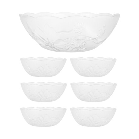 Set de 7 bowls de vidrio labrado Set de 7 bowls de vidrio labrado