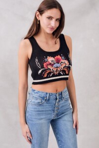 Top Intarsia Negro