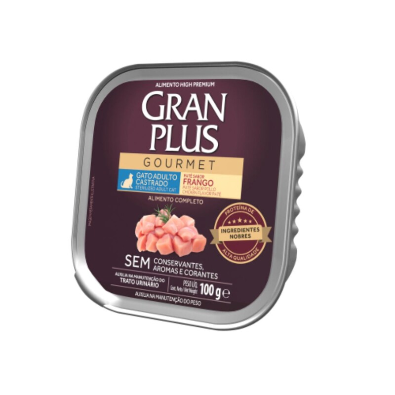 PATE GRAN PLUS GATO ADULTO CASTRADO POLLO 100 GRS PATE GRAN PLUS GATO ADULTO CASTRADO POLLO 100 GRS